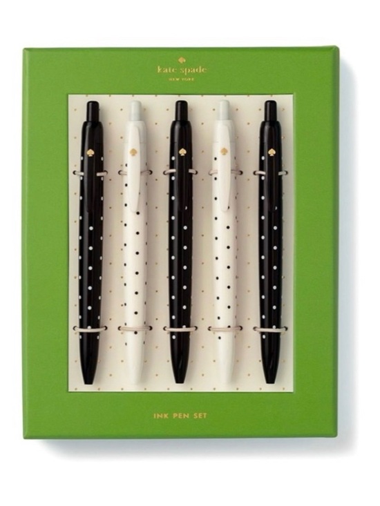 kate spade Other - Kate Spade New York Black & White Dot Click Pen Set (Set of 5)